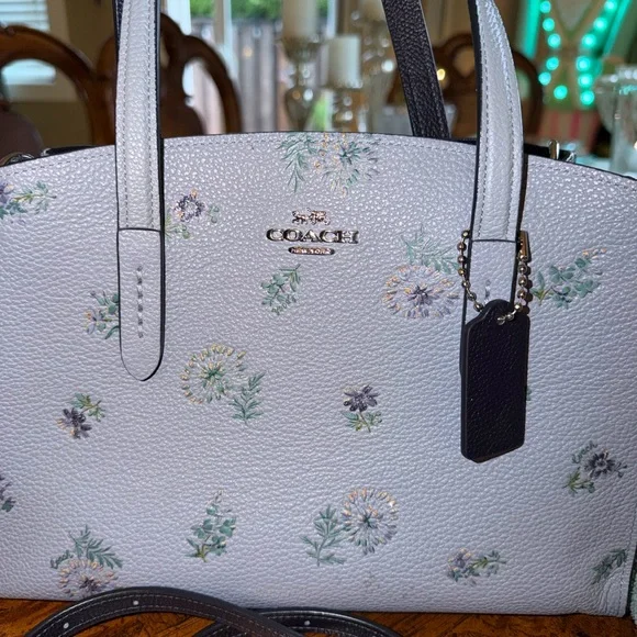 Coach Floral Satchel - Light Gray and Black - Picture 2 of 3
